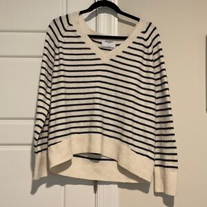 Old Navy Striped V-Neck Sweater in Navy and Cream